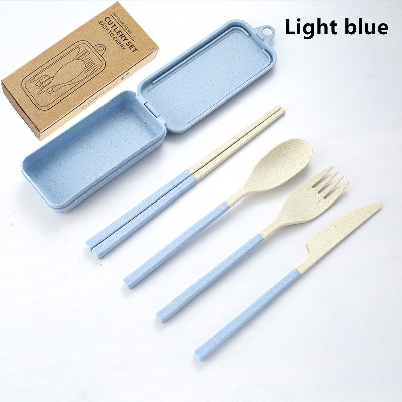 Travel Tableware Set Wheat Straw Camping Cutlery Detachable Dinnerware Travel Tableware Set Wheat Straw Camping Cutlery Detachable Dinnerware