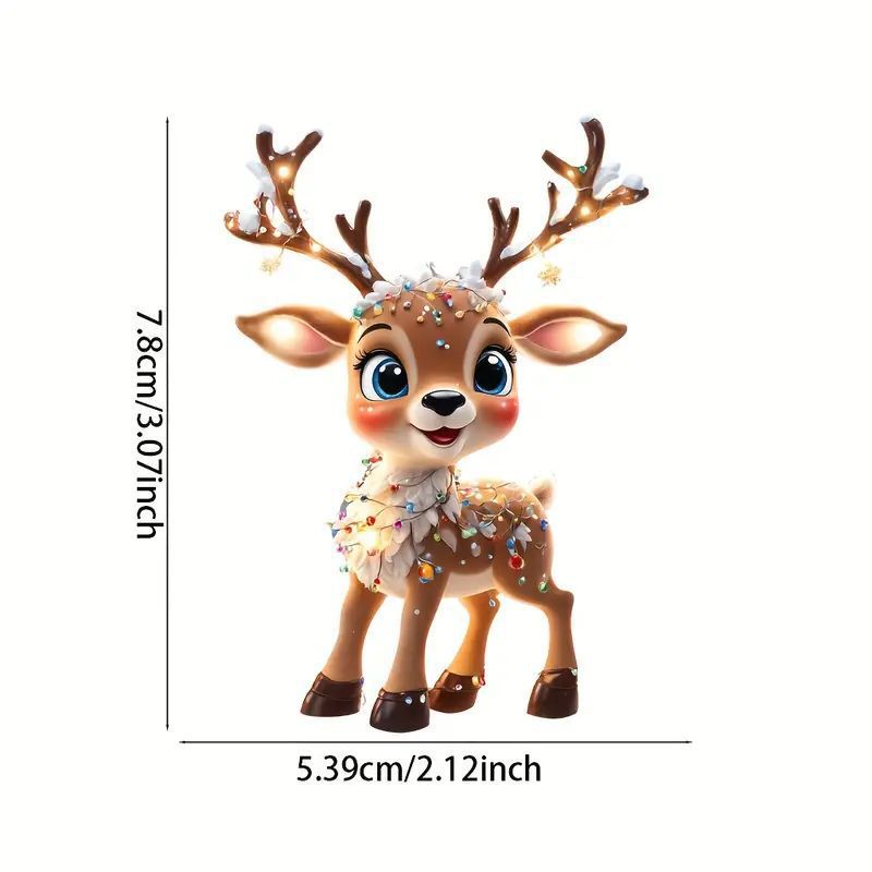 Christmas Cartoon Fawn Acrylic Tree Pendant, Cute Elk Decorations for New Year Gifts and Party Decor