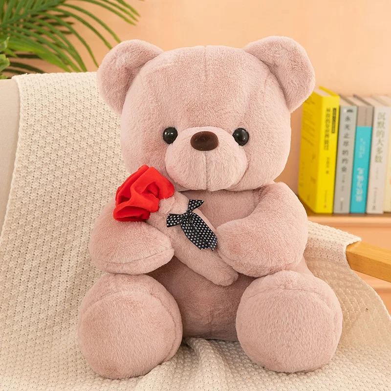 Romantic Teddy Bear with Roses Plush Gift for Her Valentine Anniversary Surprise