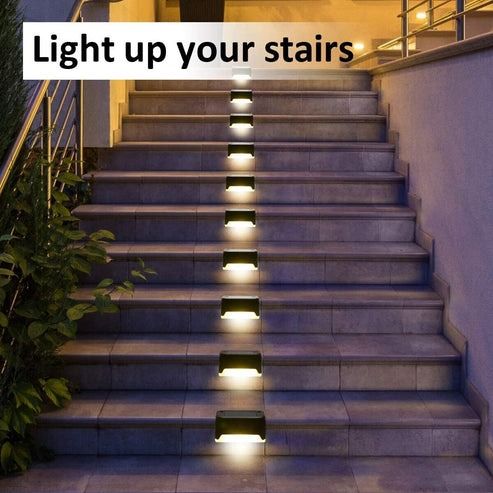 Outdoor LED Deck Lights, Solar Waterproof Step Lamps for Stairs and Fence, Warm White LED, Easy Install, Durable