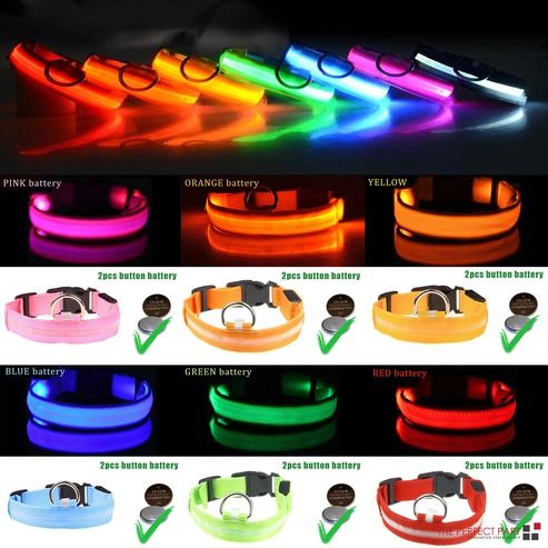 Waterproof LED Dog Collar, Blinking Flashing Light Up Glow for Pets, Adjustable, Enhanced Safety at Night