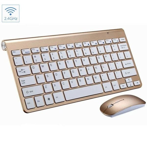 Mini Wireless Keyboard And Mouse Set, Waterproof, For Mac Apple PC Computer, Ultra-Slim, Easy Connectivity