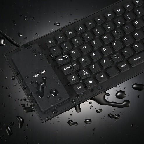 Foldable Flexible USB Waterproof Silicone Keyboard, Full Size Dustproof DirtProof Keyboard for Office and Outdoor Use
