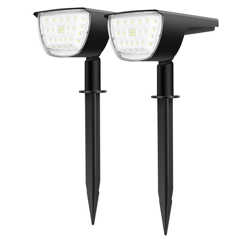 Solar Garden Lights, LED Security Spotlight, Outdoor Landscape Pathway Lamp, Waterproof, Adjustable Brightness