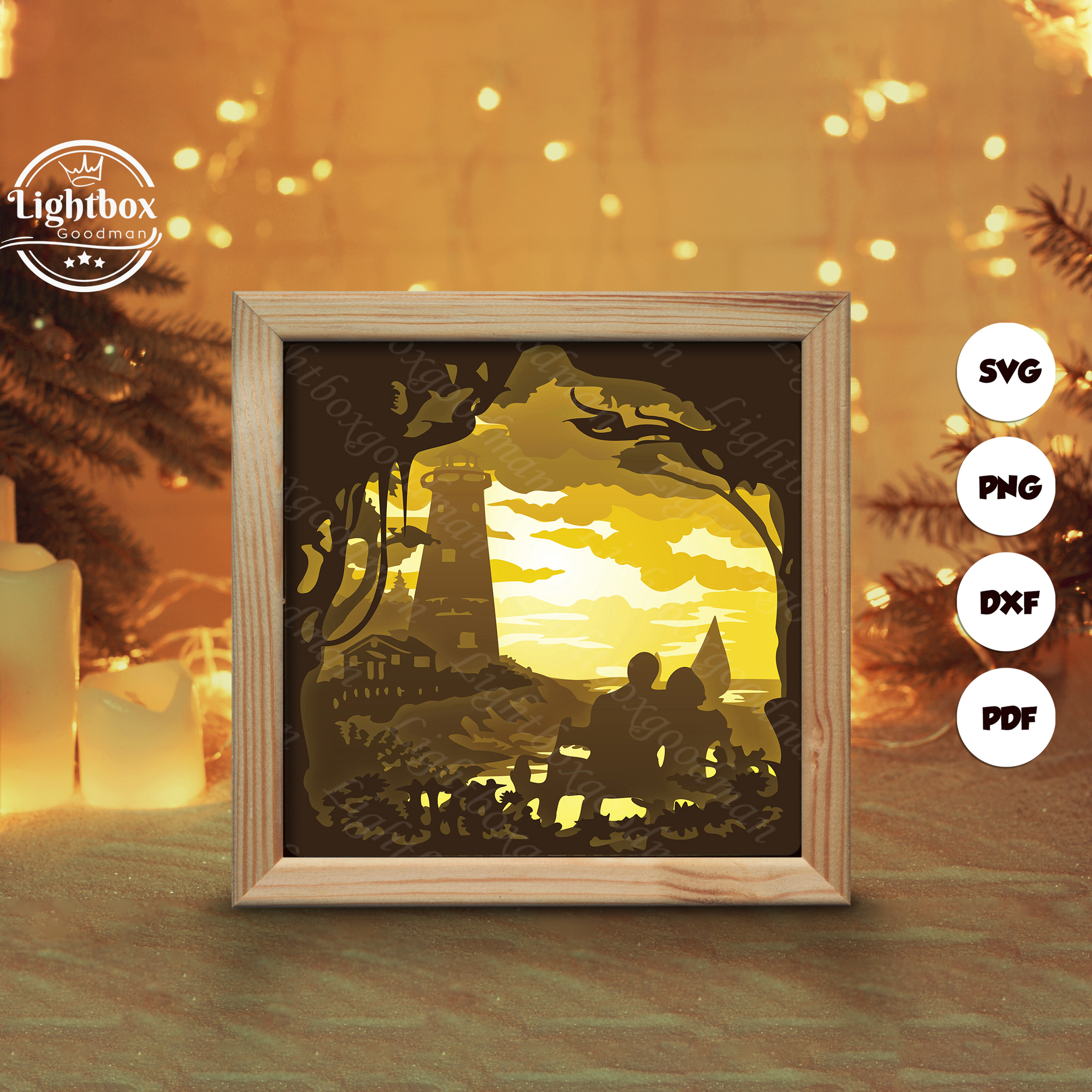 Simple Lighthouse paper cut light box template, shadow box, - Inspire ...