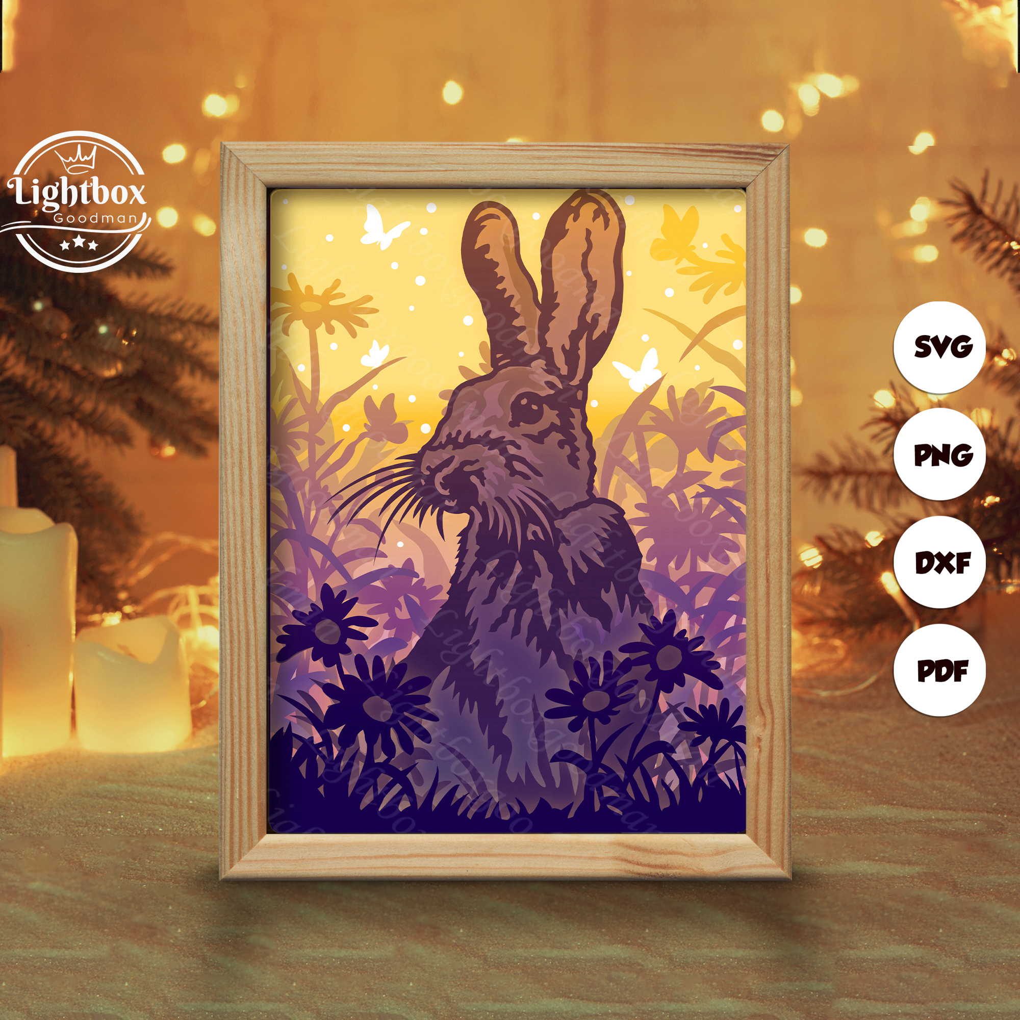 Rabbits 2 Shadow Box Files, Paper Cut Light Box Template Fil | Inspire ...