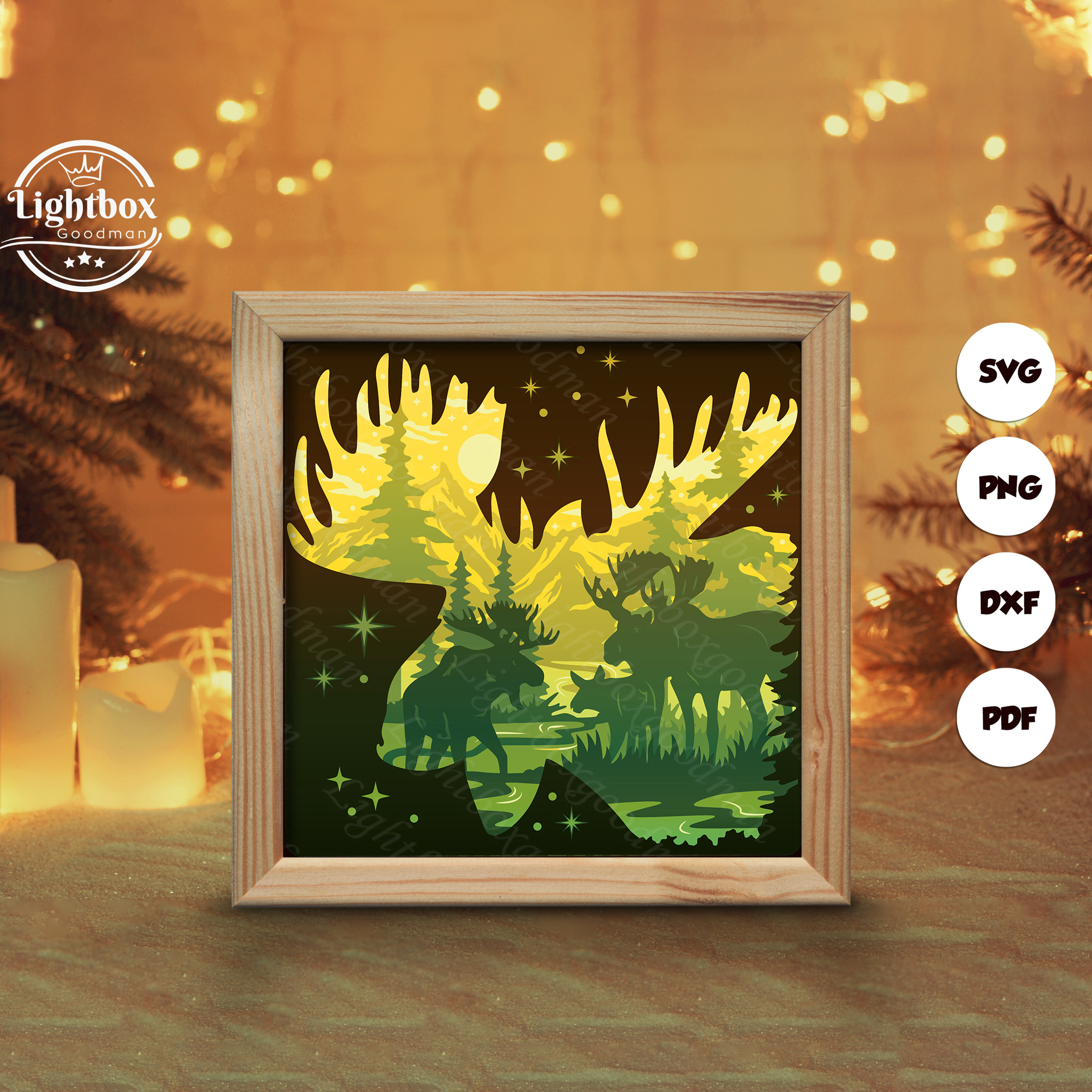 Moose 2 Shadow Box Files, Paper Cut Light Box Template Files | Inspire ...