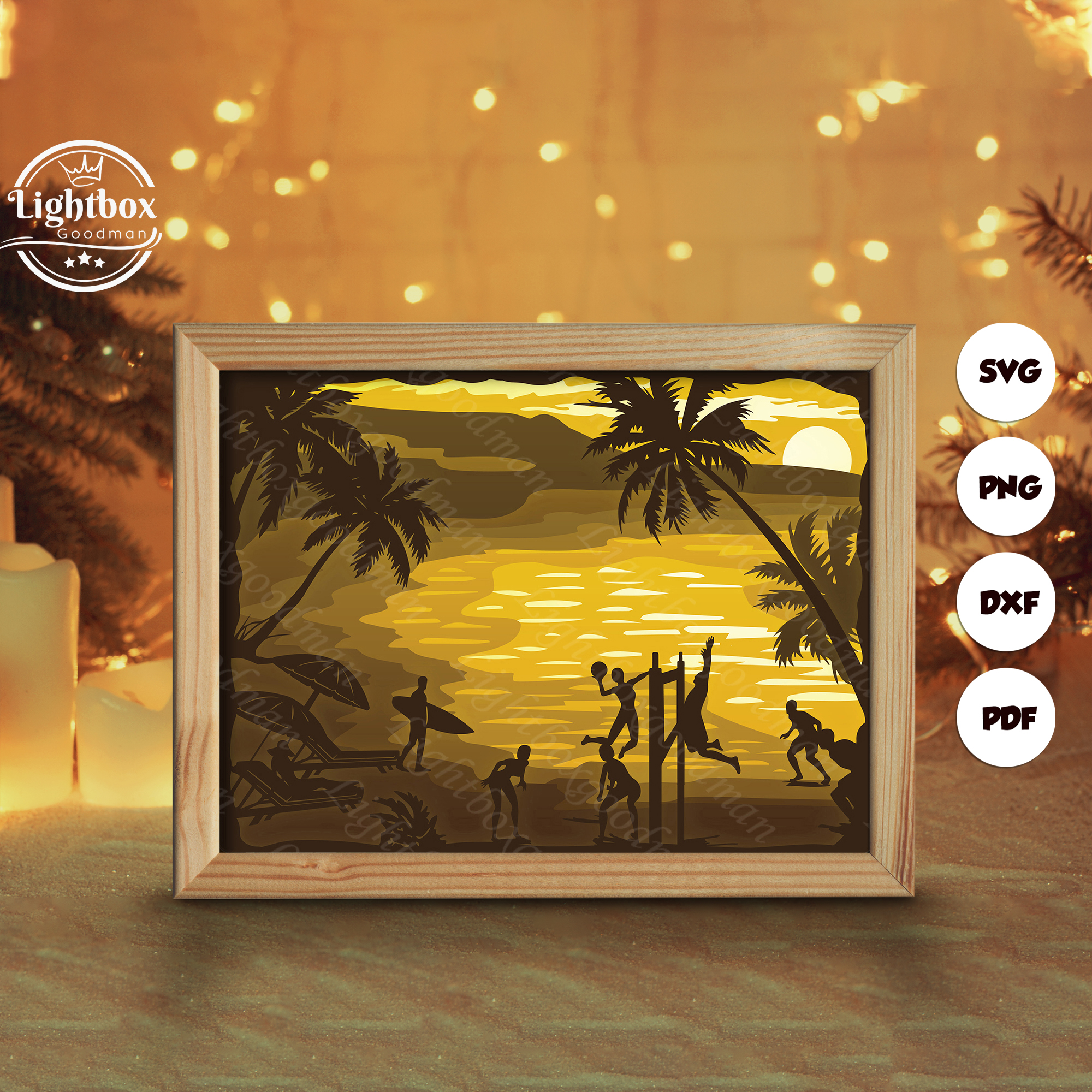 Seaside 1 Shadow Box Files, Paper Cut Light Box Template Fil | Inspire ...