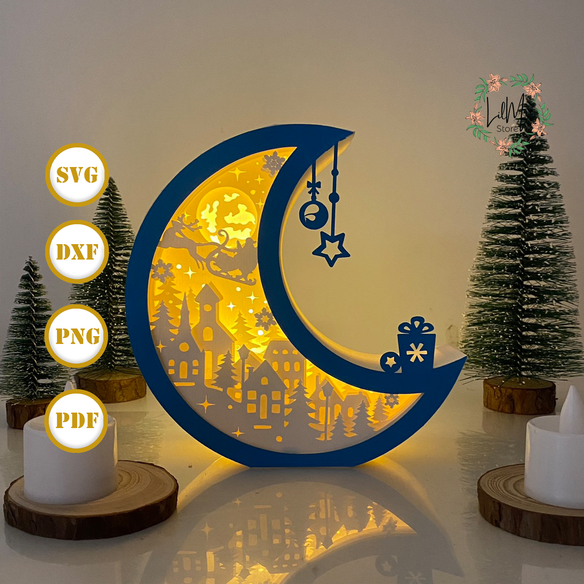 House Moon Christmas Lantern SVG for Cricut Projects DIY, Ch | Inspire ...