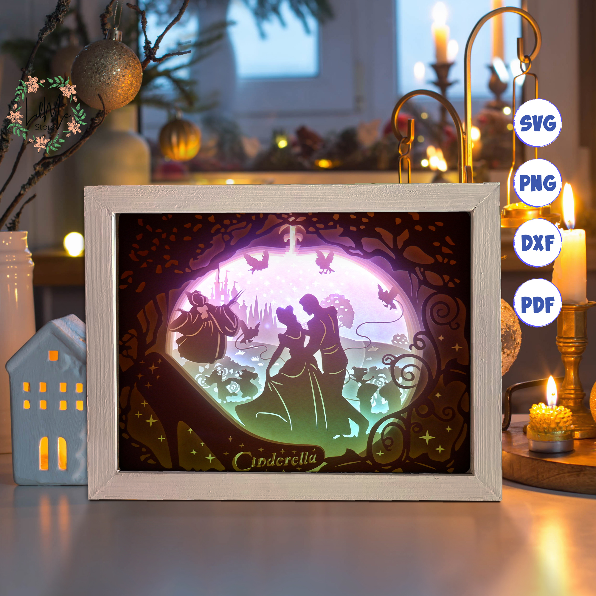 Princess 5 Paper Cut Light Box Template, 3D Shadow Box SVG F | Inspire ...