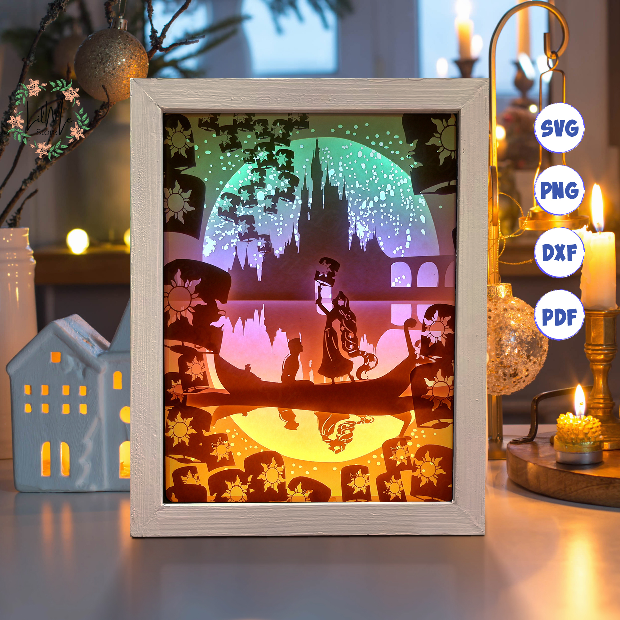 Lantern 1 Paper Cut Light Box Template, 3D Shadow Box SVG Fi | Inspire ...