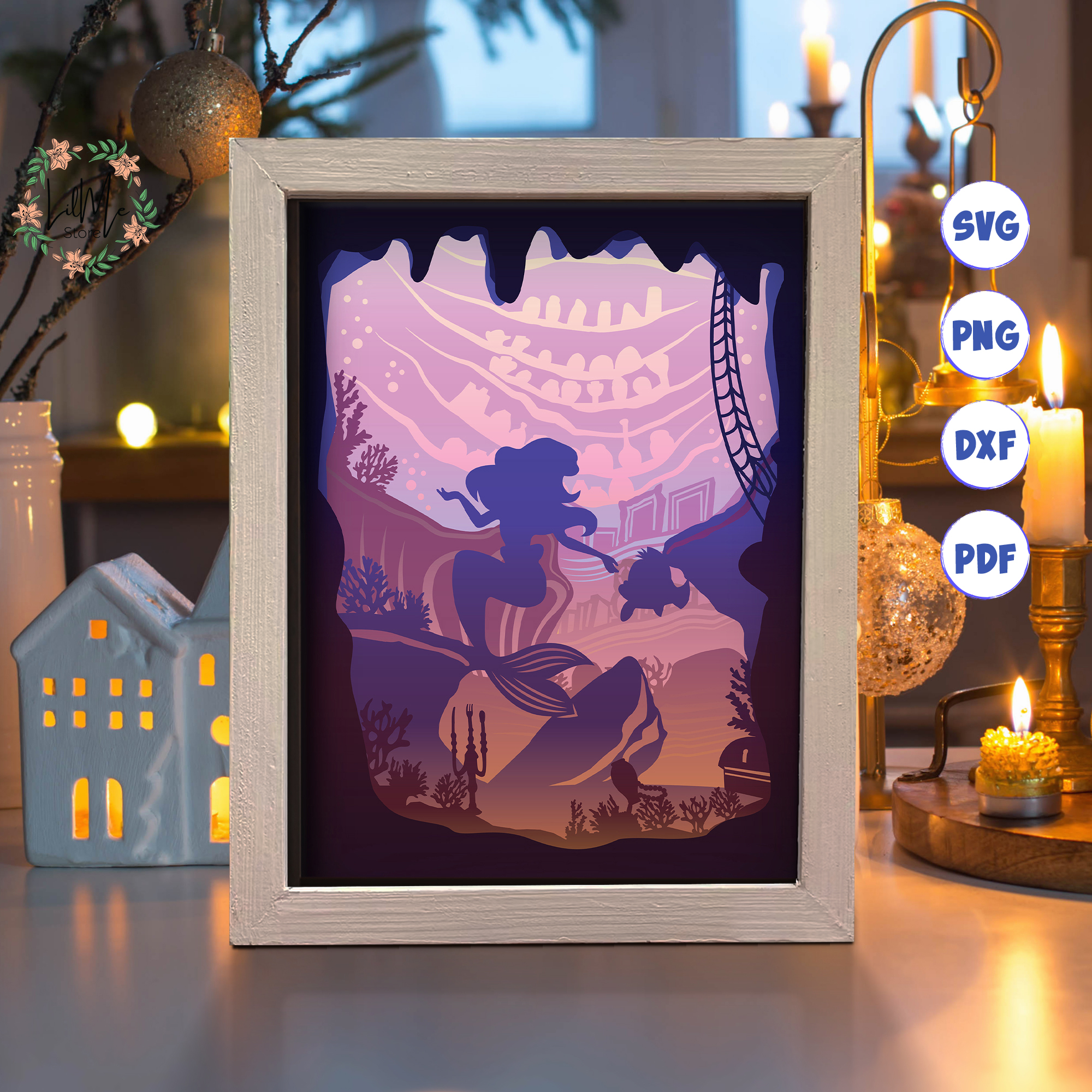 Ocean 6 Paper Cut Light Box Template, 3D Shadow Box SVG File | Inspire ...