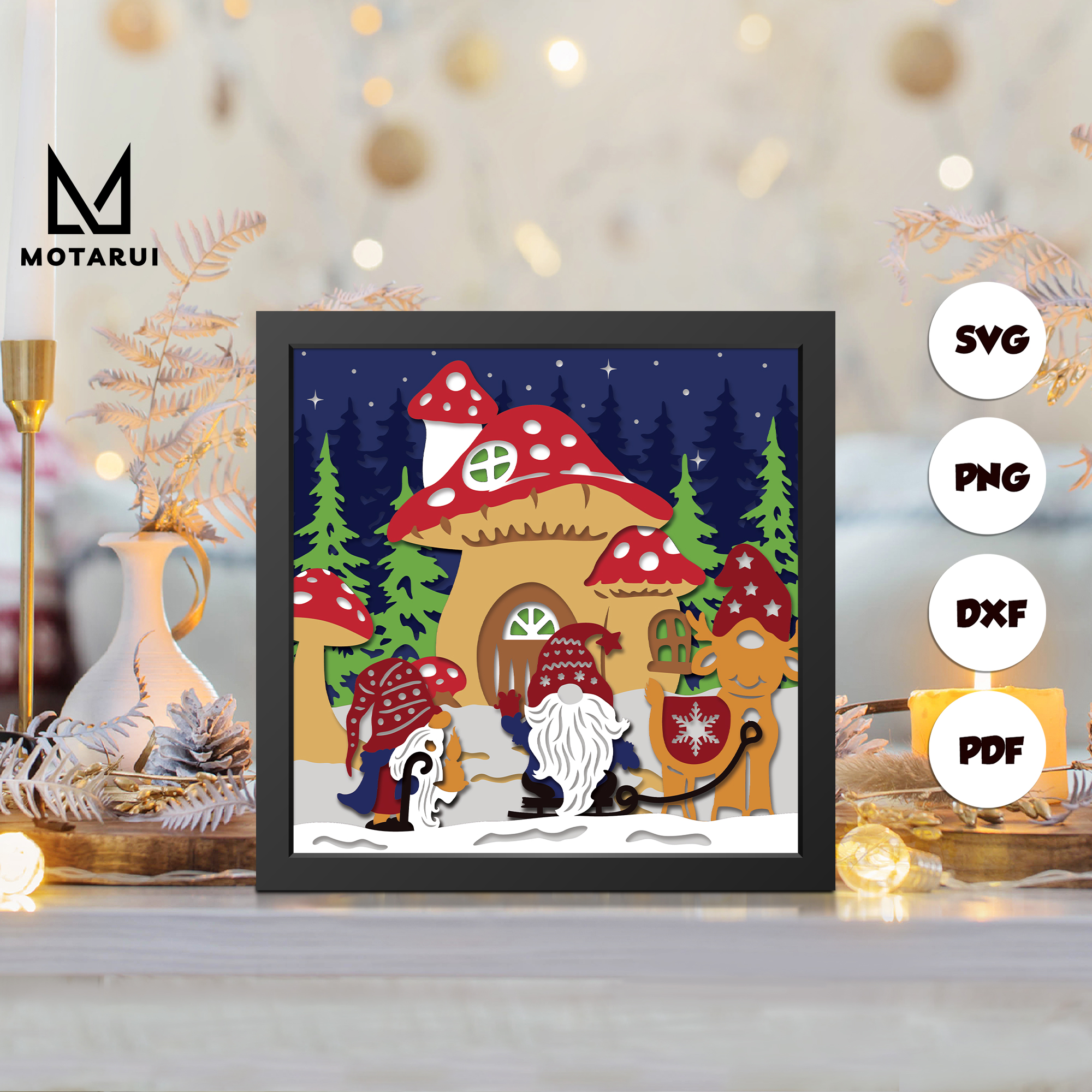 Christmas Gnome shadow box svg, Christmas paper cut light bo | Inspire ...