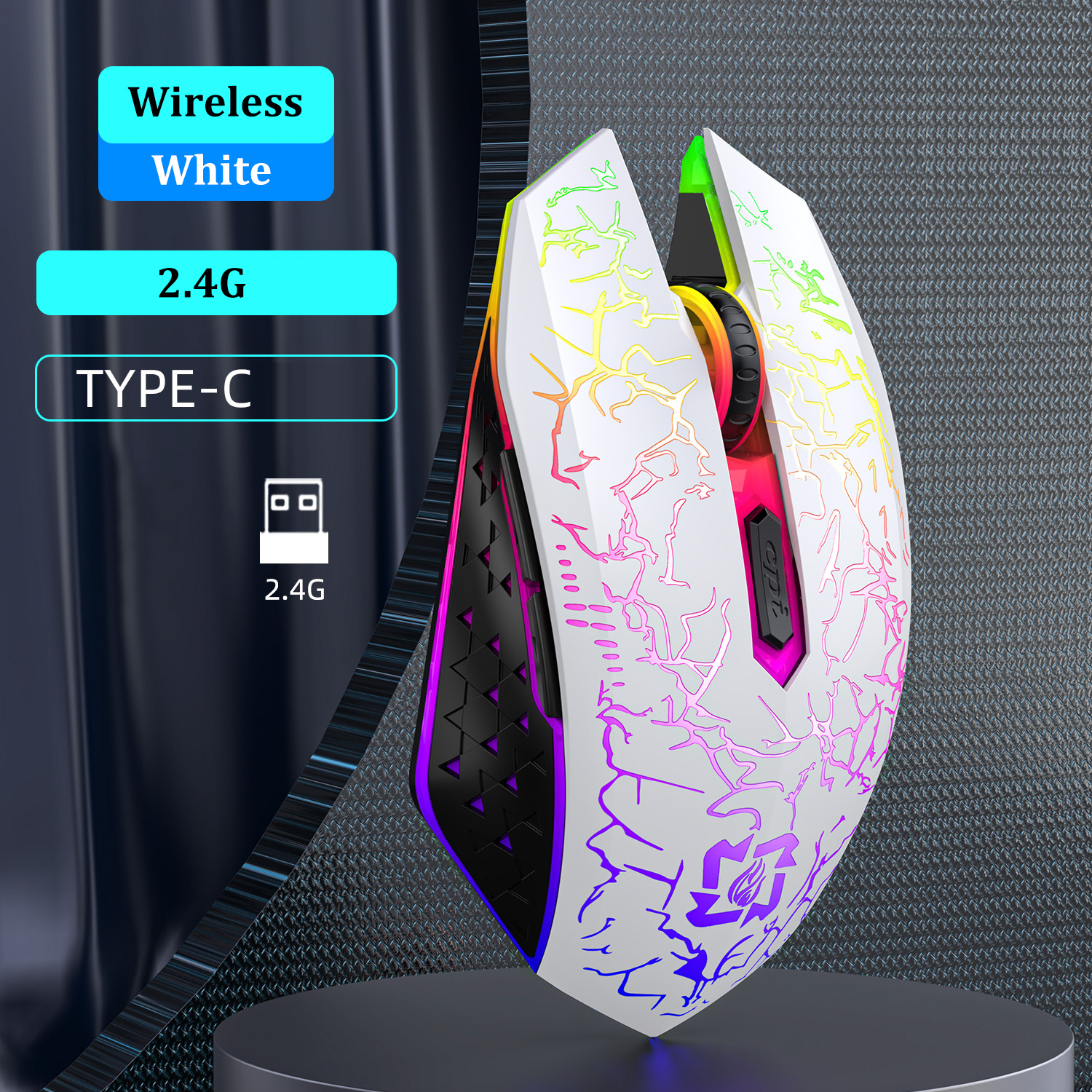 RGB Gaming Mouse, Bluetooth 5.2 Wireless Mouse, Silent Mouse Rechargeable Mouse, DPI Mouse for PC Laptop Macbook