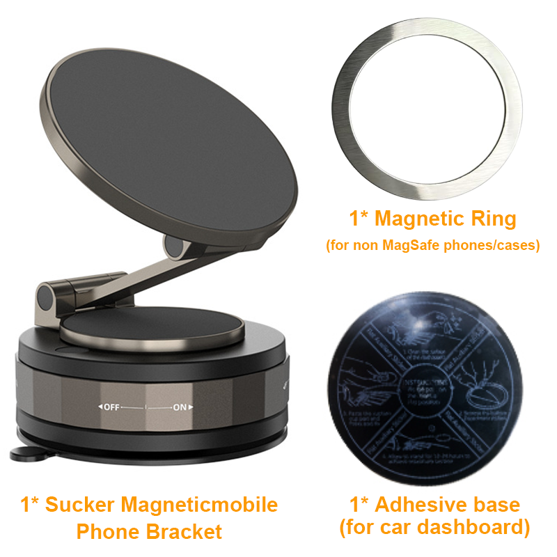Magnetic 360° Car Phone Holder with Suction Cup, Upgraded Universal Mount for iPhone Samsung Xiaomi All Phones