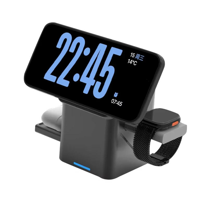 Multi Function 3 in 1 Wireless Charger for iPhone, New Automatic Touch Magnetic iWatch, AirPods Charger