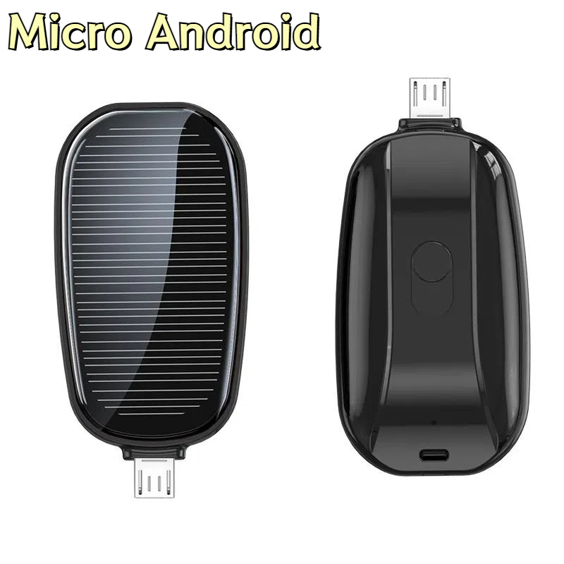 Portable Solar Charger, Mini Power Bank Key Ring, Compact External Battery, Outdoor Camping Phone Powerbank 1200mAh