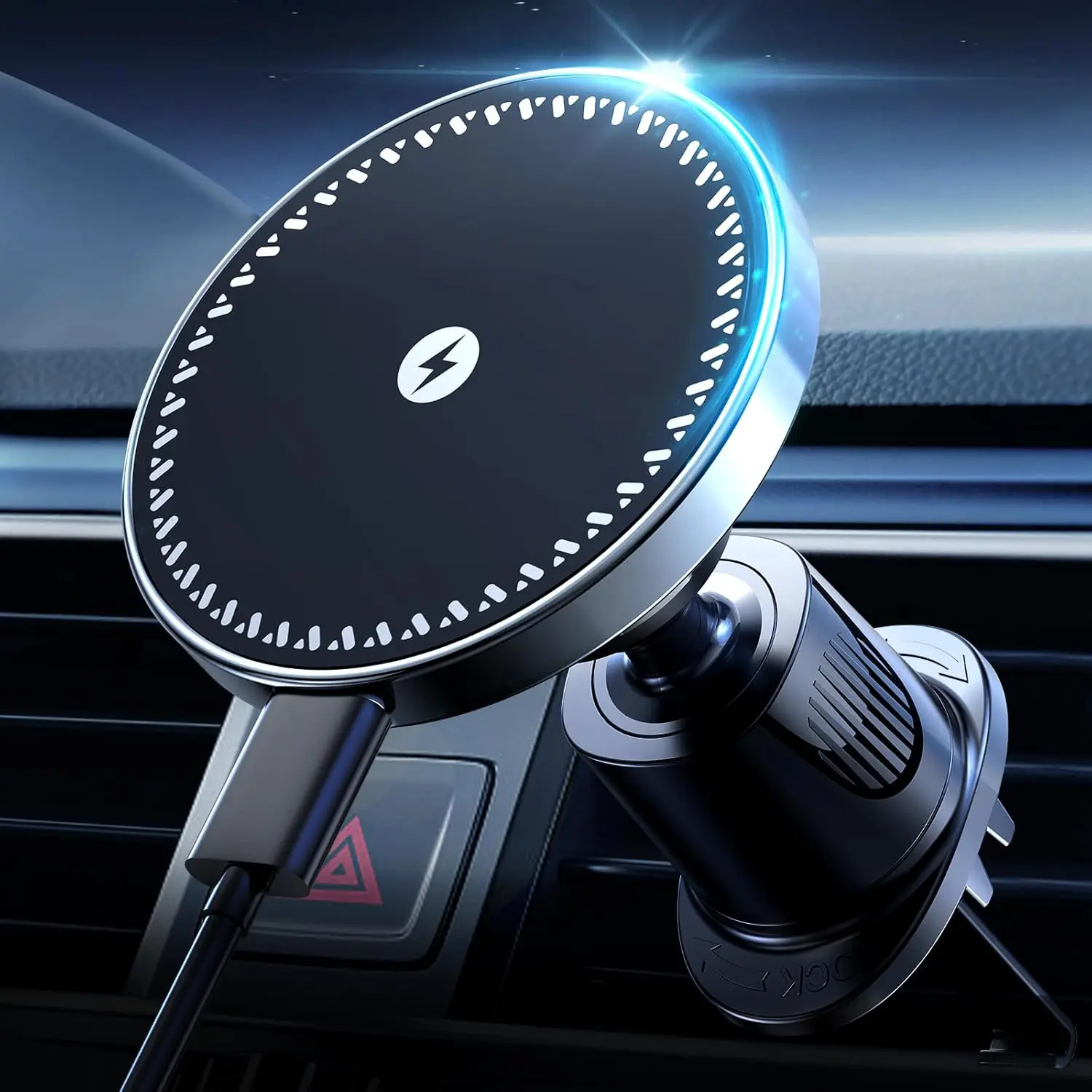 15W Wireless Car Charger Adapter, Strong Magnetic Air Vent Phone Holder, Fast Charging Mount for iPhone
