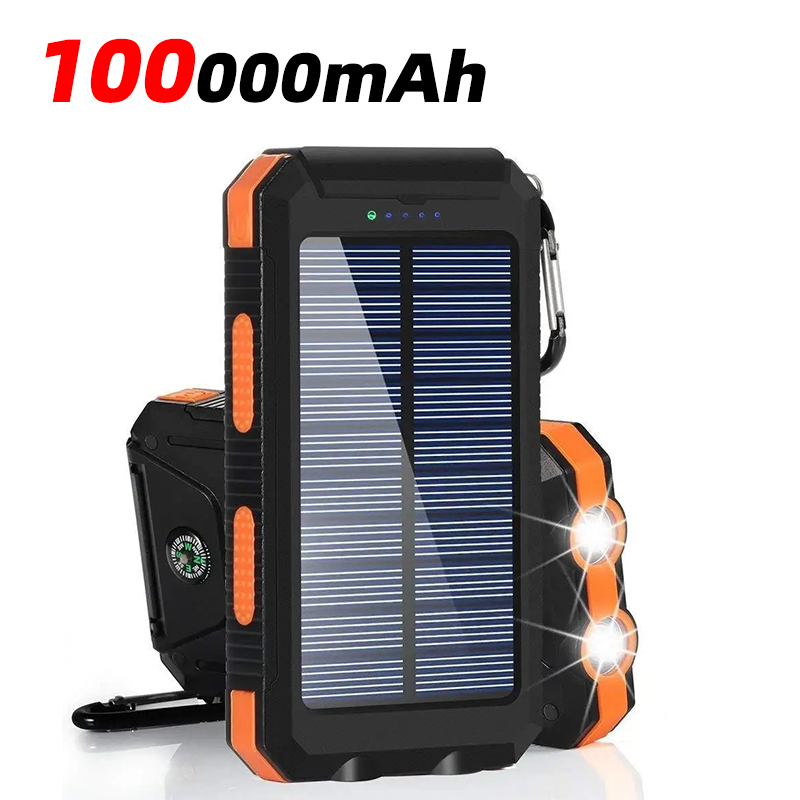 Outdoor Waterproof Solar Power Bank, Two Way Fast Charging Power Bank Flashlight, Portable Charger for iPhone Xiaomi