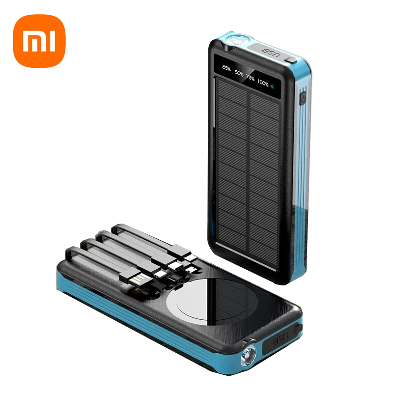 Solar Power Bank by Xiaomi, Wireless Fast Charging Battery, Large Capacity Portable Charger, Dual USB Ports