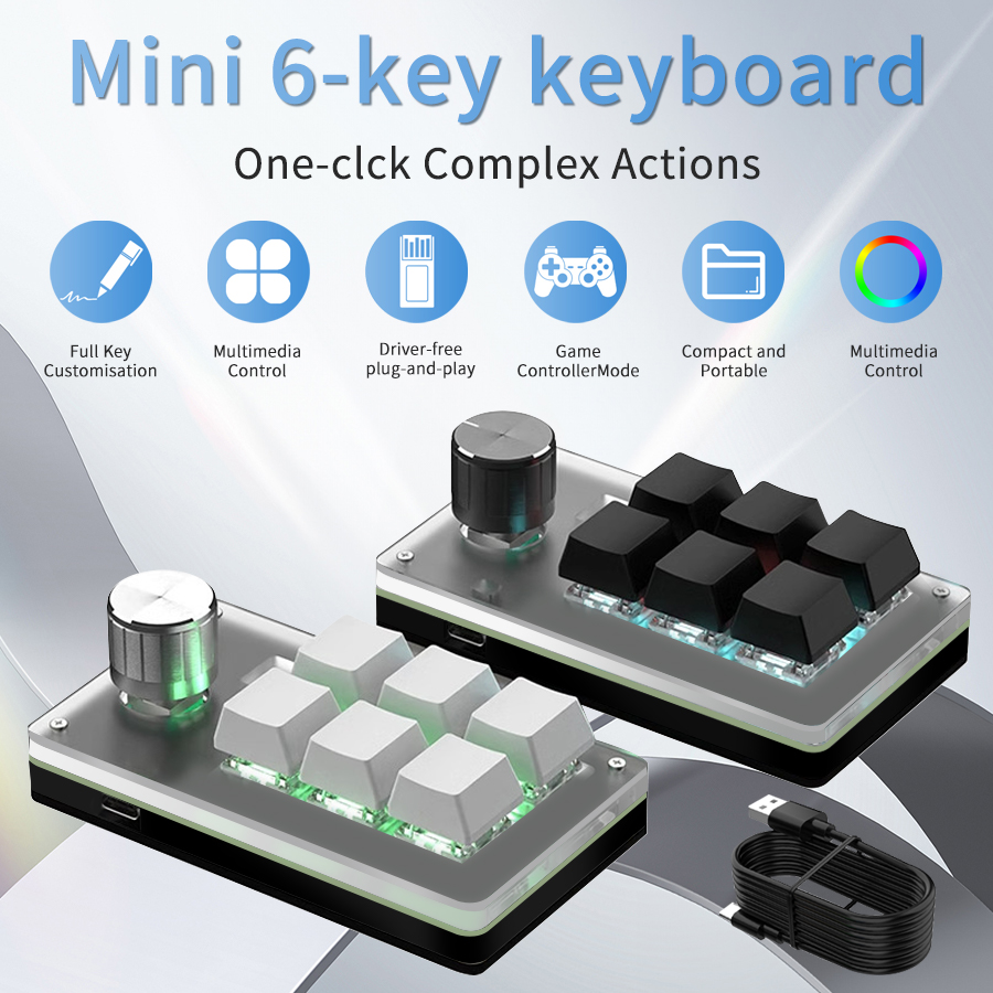 Mini RGB Programming Keyboard 6 Keys 1 Knob USB Mechanical | Inspire Uplift