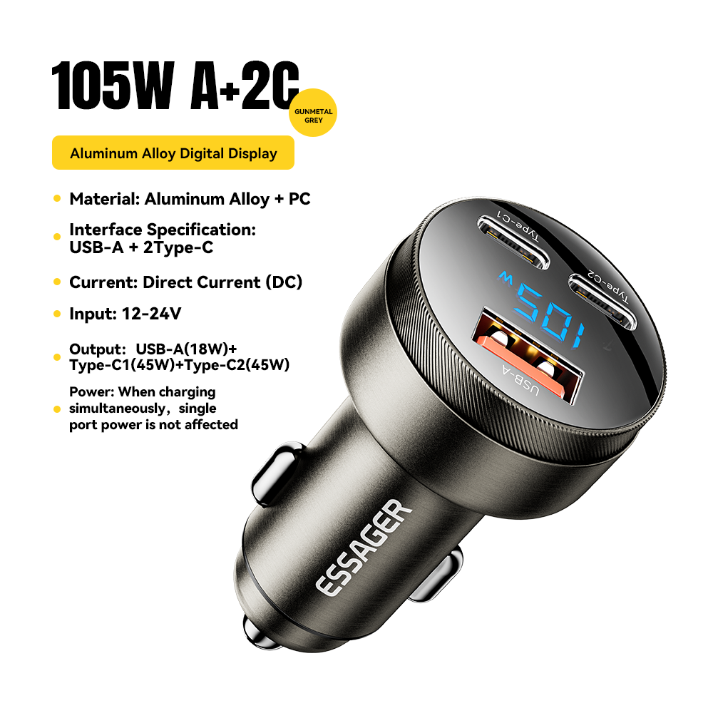 USB C Fast Car Charger with Power Delivery Ultra Fast Dual Device Charging