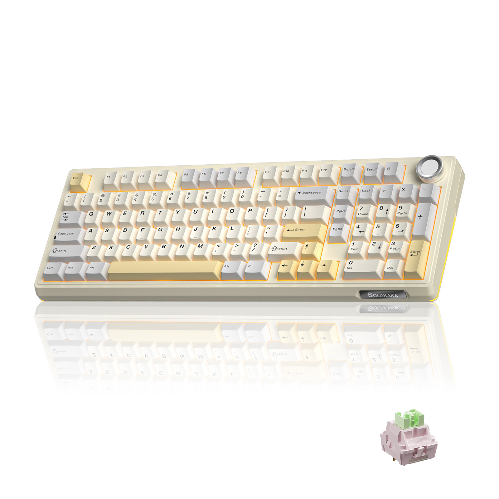 Pro Wireless Mechanical Keyboard with Knob RGB Backlit Hot Swappable Gaming Keyboard