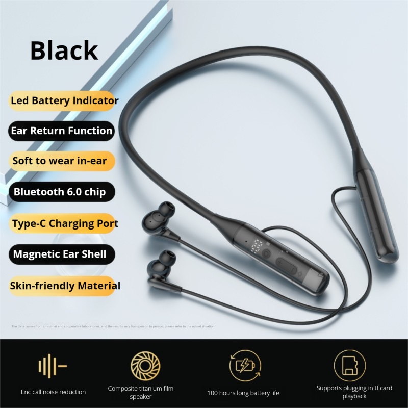 Sport Bluetooth Neckband Wireless Earbuds with HiFi Bass Stereo Sound