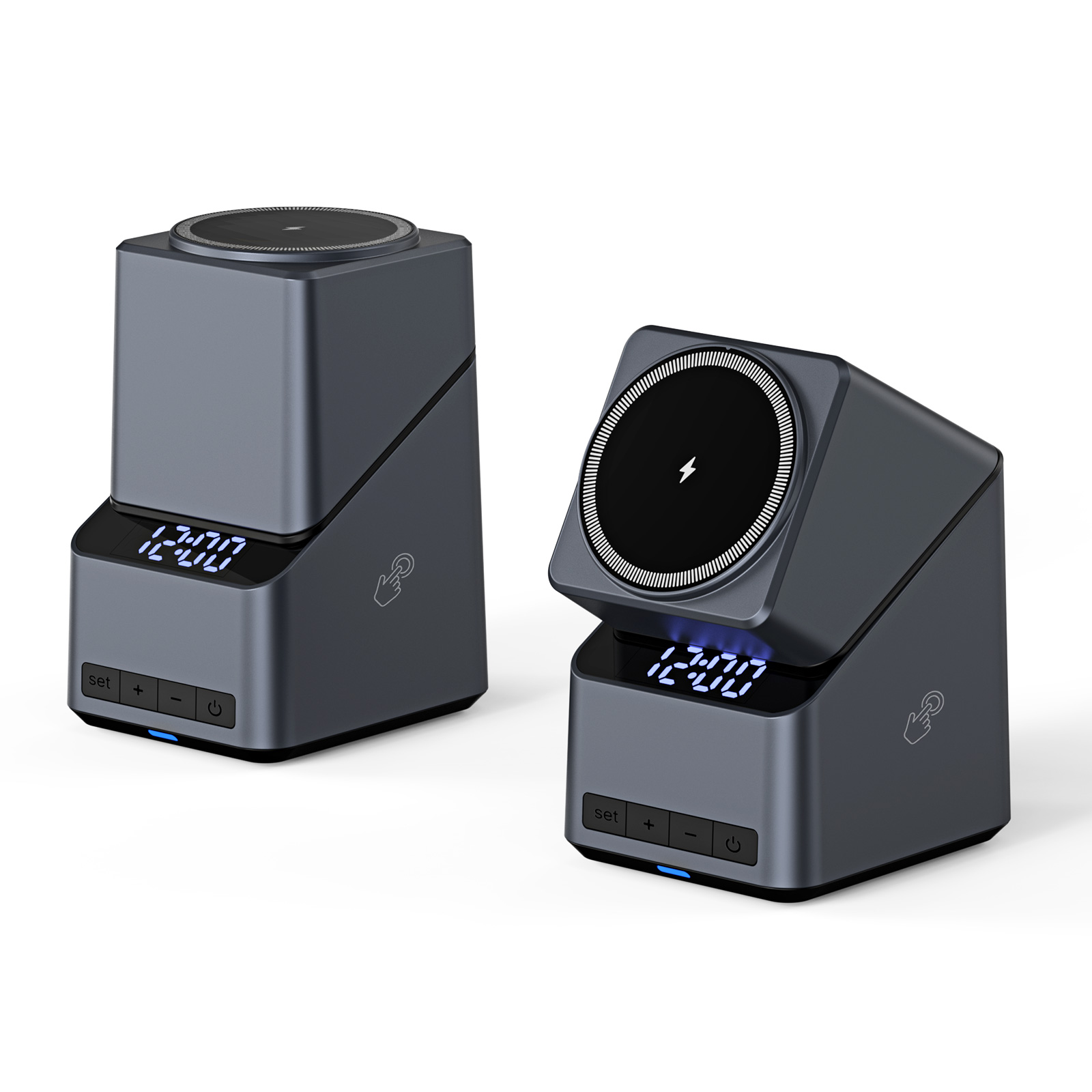 MagSafe Wireless Charging Station with Clock and Auto Rotation for iPhone Apple Watch & AirPods