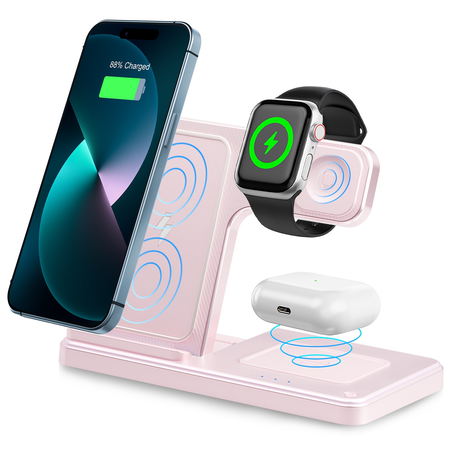 Magnetic Wireless Charger Foldable MagSafe Charging Station for iPhone, Apple Watch & AirPods