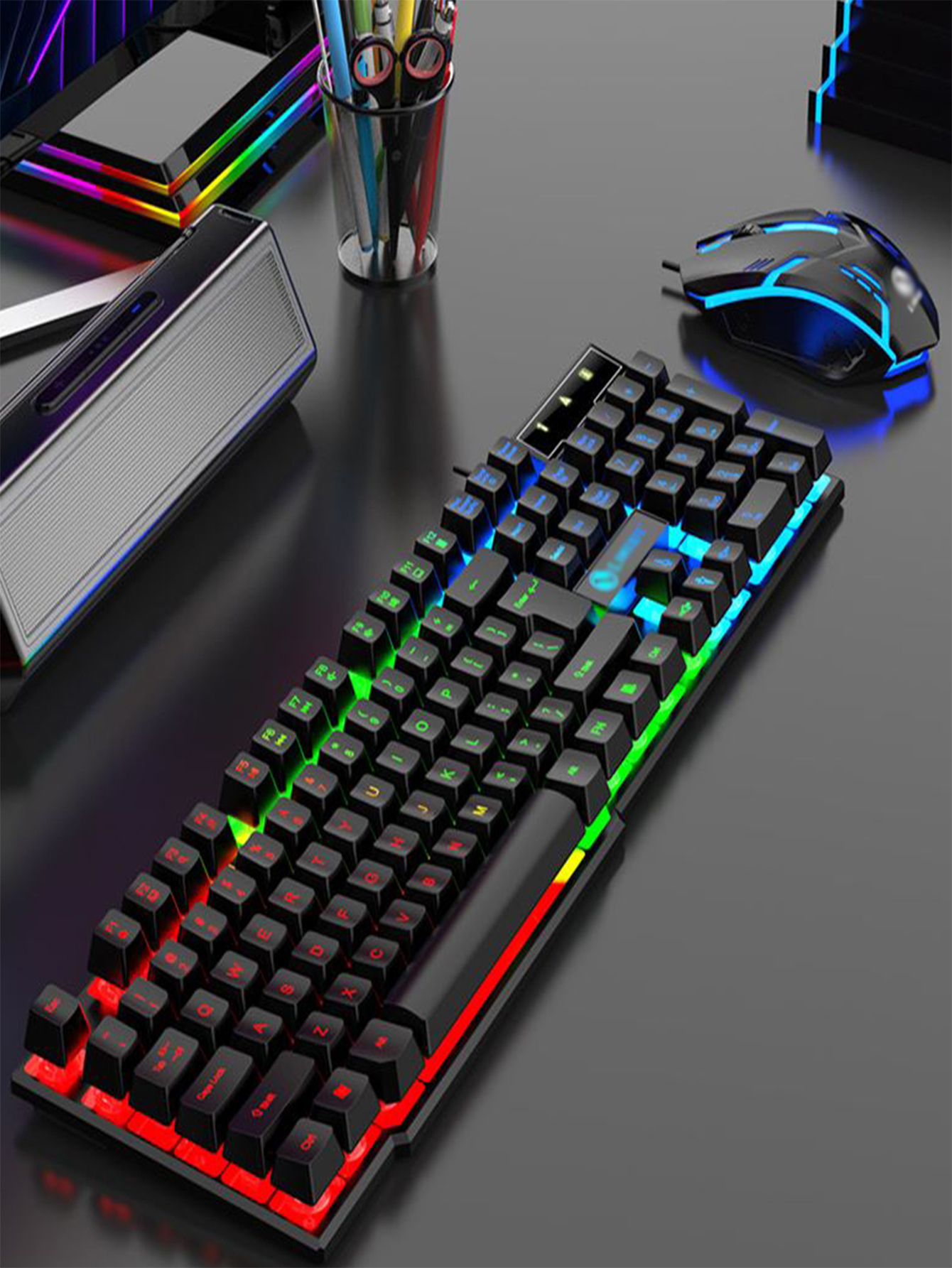 RGB Wired Gaming Keyboard and Mouse Combo with Mechanical Feel Keys and LED Backlight