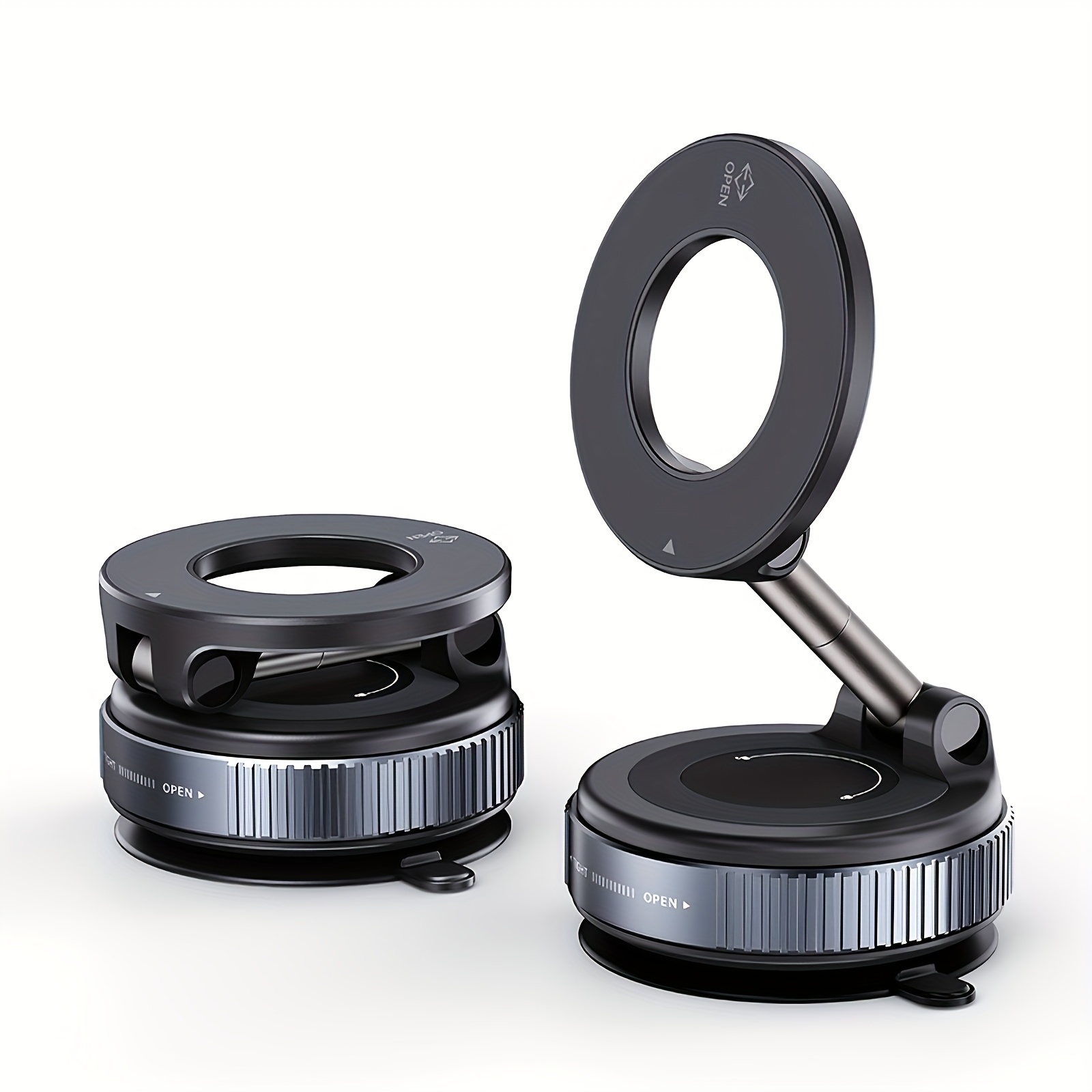 Magnetic Car Phone Holder with Vacuum Suction Adjustable Foldable MagSafe Mounts