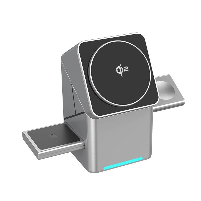 Magnetic Wireless Charging Station Rotating Fast Charger Stand for Phone Watch & Earbuds