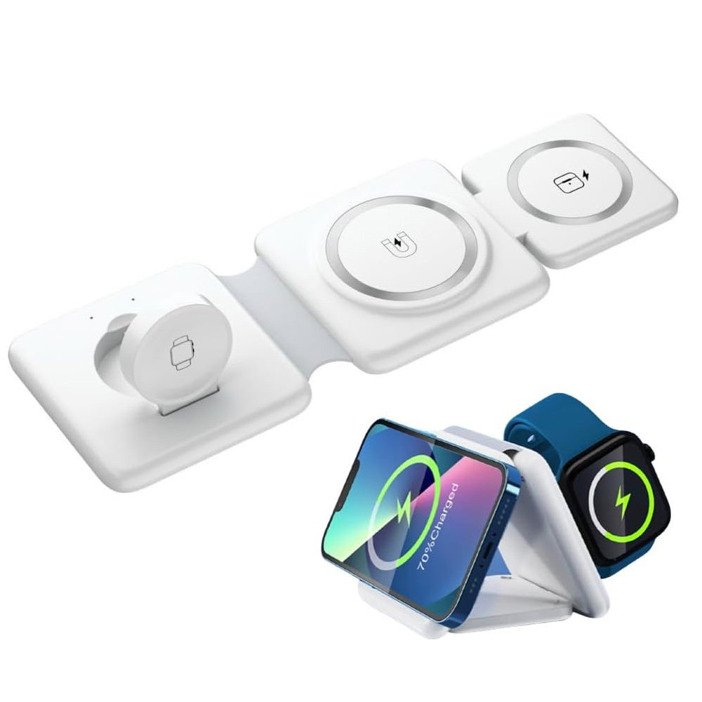 Magnetic Wireless Charger Stand Fast Charging Dock for Phone Watch & Earbuds