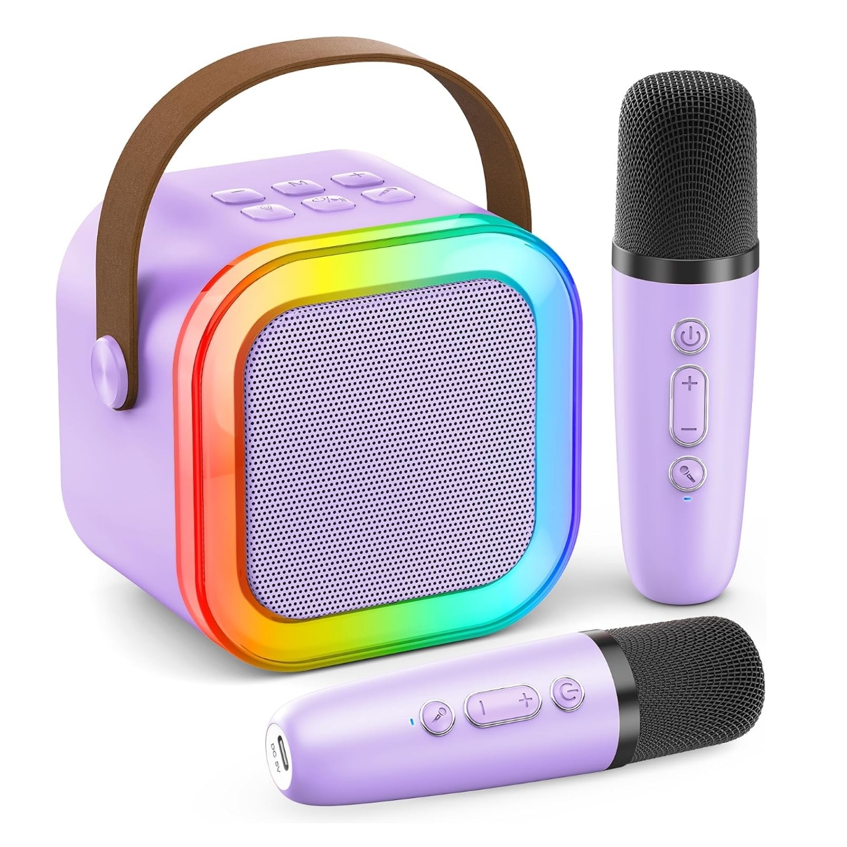 Mini Karaoke Machine with Wireless Microphones Portable Bluetooth Karaoke Speaker for Kids