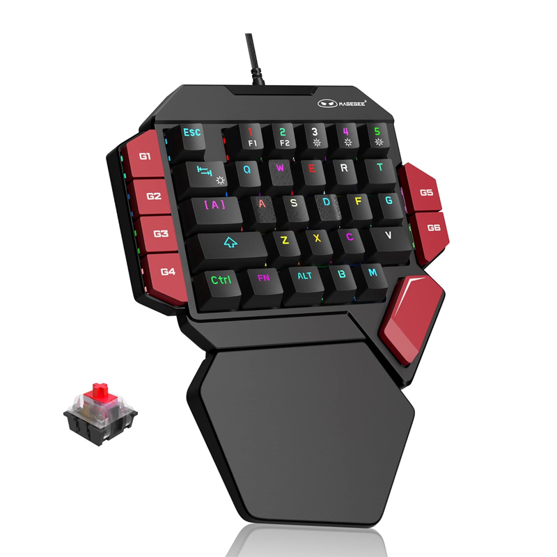 One Handed Gaming Keyboard Key Mini Mechanical Keyboard Hot Swappable Backlit Wired