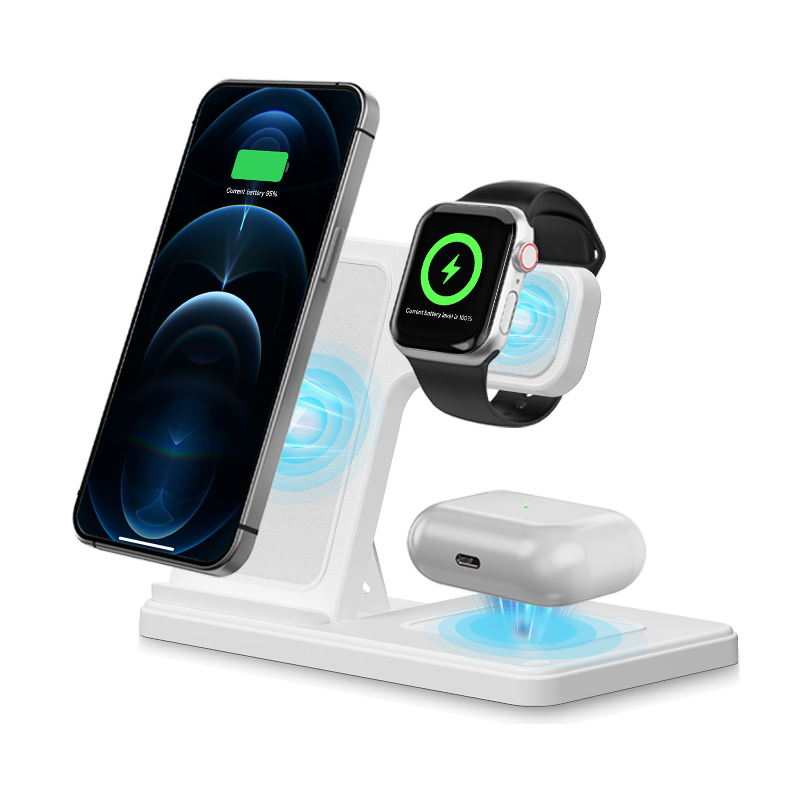 Wireless Charger Magnetic Fast Charging Station for iPhone Apple Watch and AirPodss