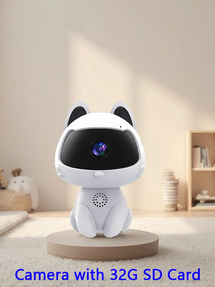 Indoor WiFi Camera Cat Shape Baby Monitor with Two Way Audio and Night Vision