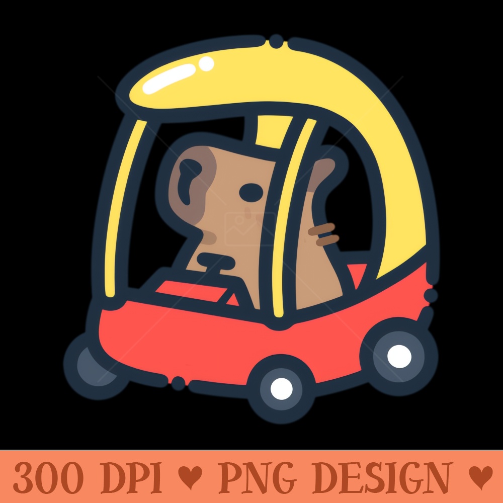 Capybara Riding Toy Car - Downloadable PNG | Inspire Uplift