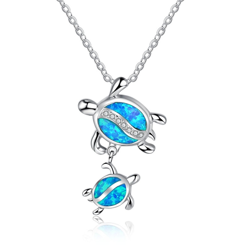 Bohemian Starfish Pendant Necklace with Blue Opal Crystal Ocean Jewelry Gift for Women