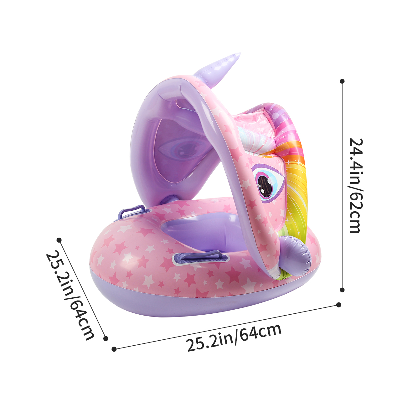 Baby Pool Float with Canopy Sun Protection Inflatable Pool Float with Safety Seat