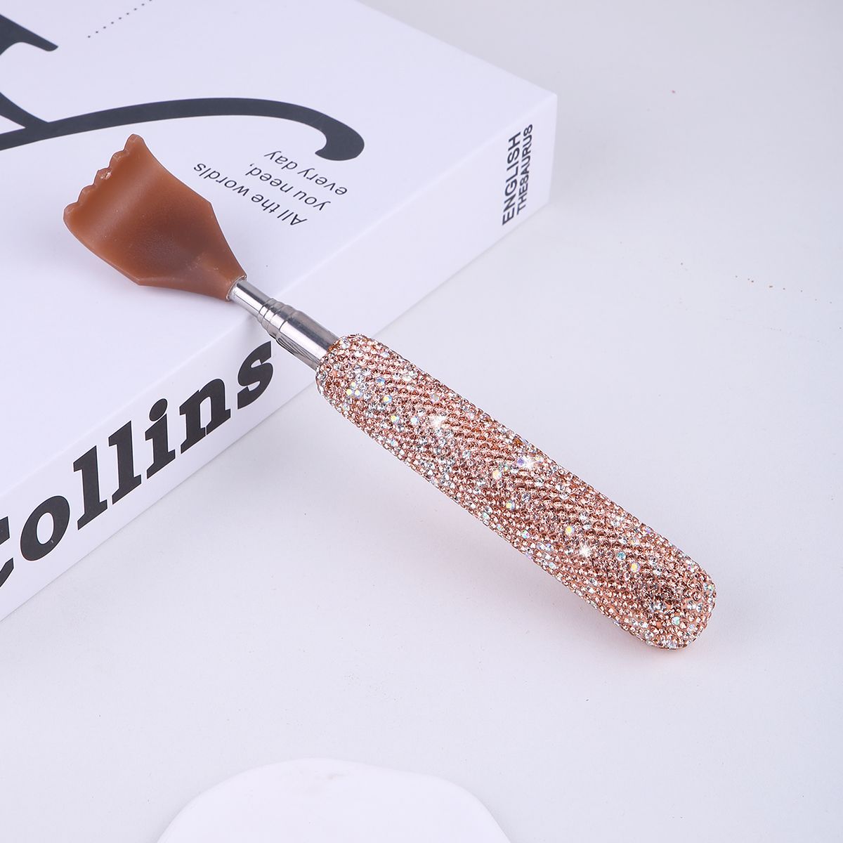 Bling Telescopic Back Scratcher with Rhinestone Handle Extendable Back Massager for Instant Itch Relief