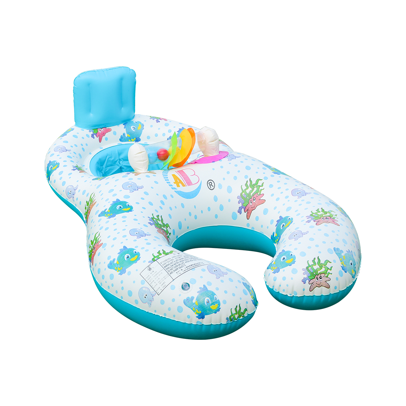 Inflatable Pool Float Dual Seat Lounge with Sun Canopy, Backrest & Interactive Toy