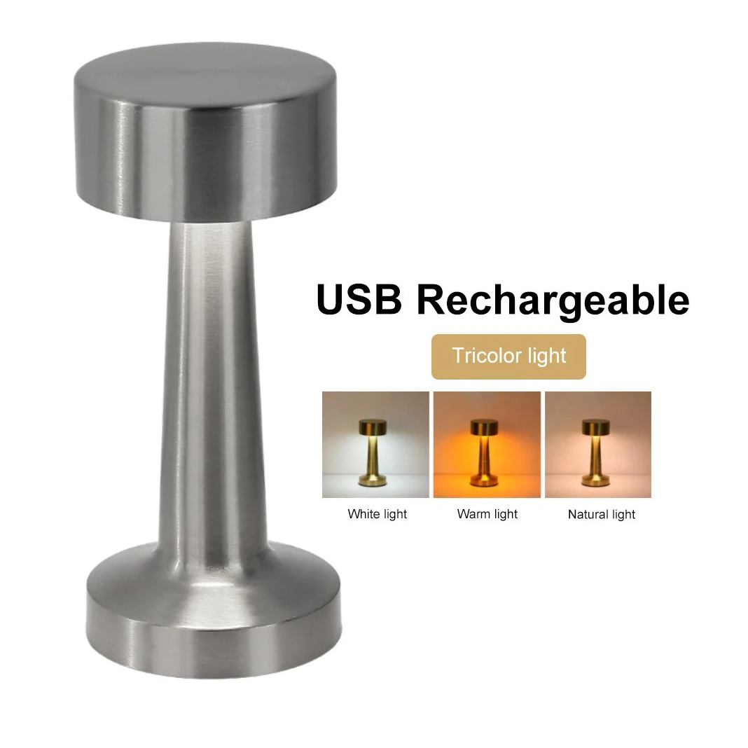 Rechargeable LED Table Lamp with Touch Control Cordless Bedside Lamp for Home, Bar & Restaurant Decor