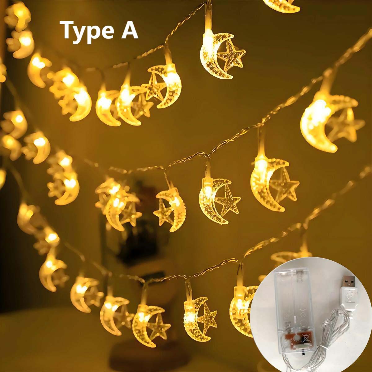 Moon & Star LED String Lights USB & Battery Powered Fairy Lights for Bedroom, Wedding & Holiday Decor