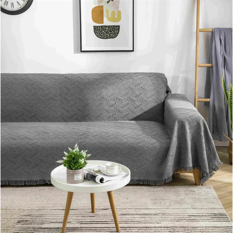 Nordic Cotton Throw Blanket with Tassels Soft Sofa Throw Blanket for Home, Travel & Outdoor Adventures