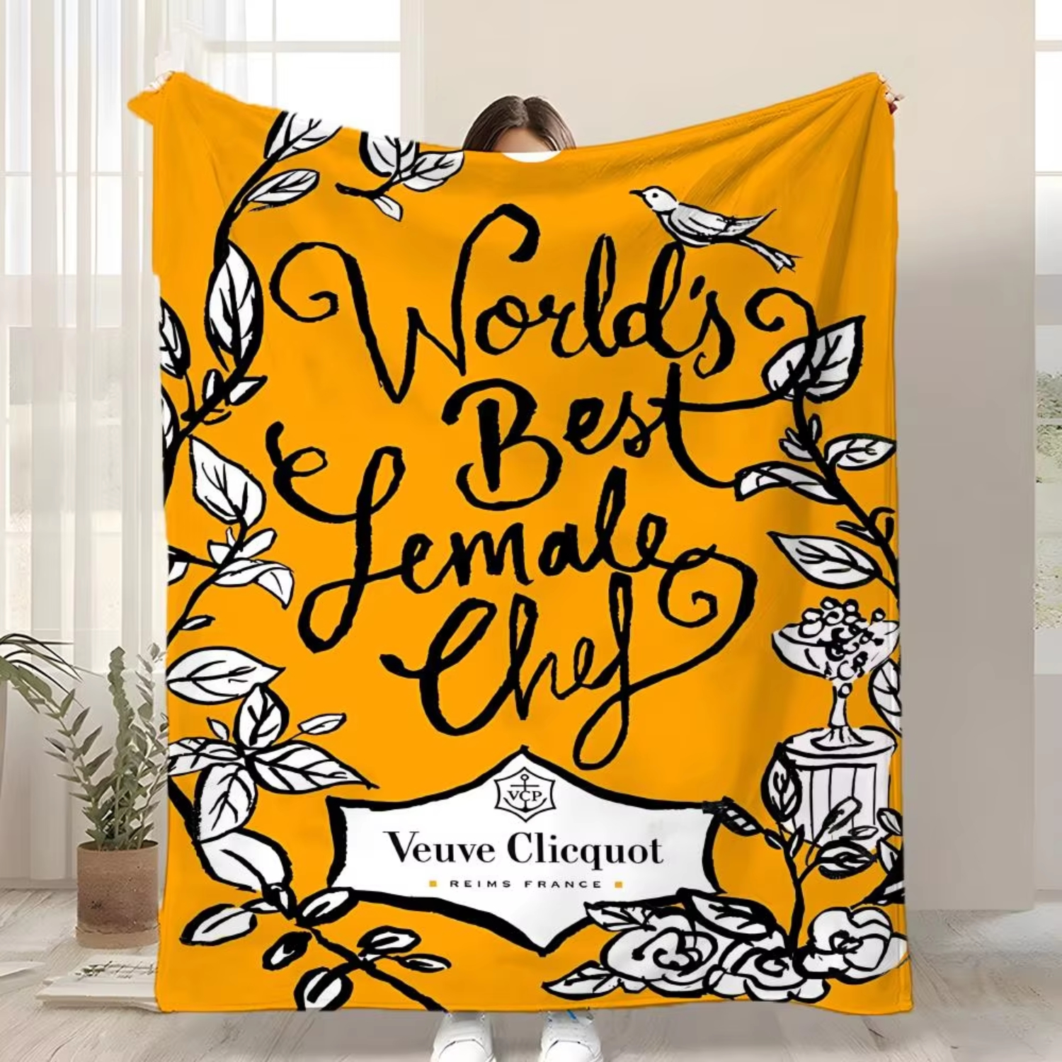 Flannel Throw Blanket with Art Print for Sofa Bed and Travel