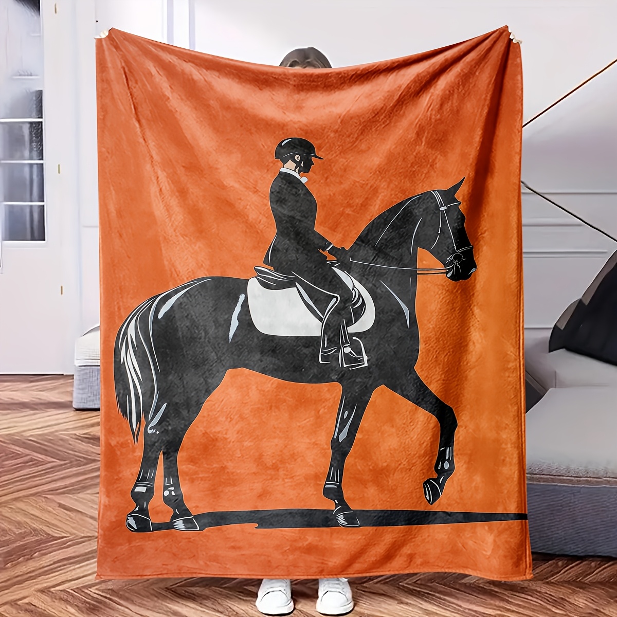 Horse Fleece Blanket Soft Equestrian Throw Blanket for Cozy Home Decor & Horse Lover Gift