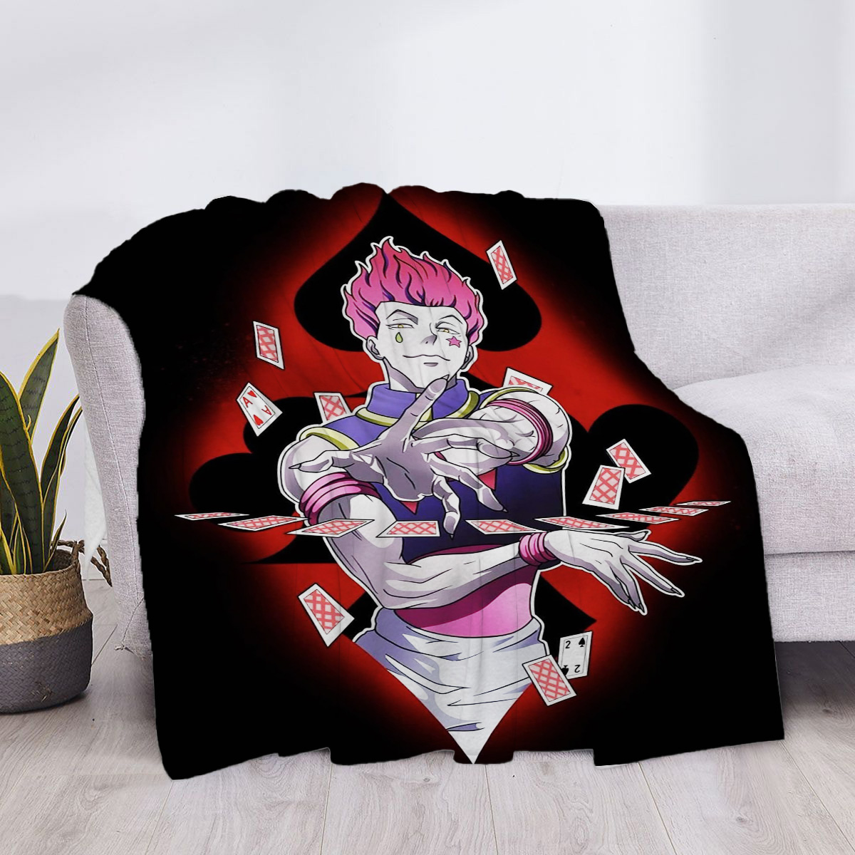Hunter x Hunter Hisoka Throw Blanket Soft Anime Fleece Blanket for Sofa, Bed & Cozy Home Decor