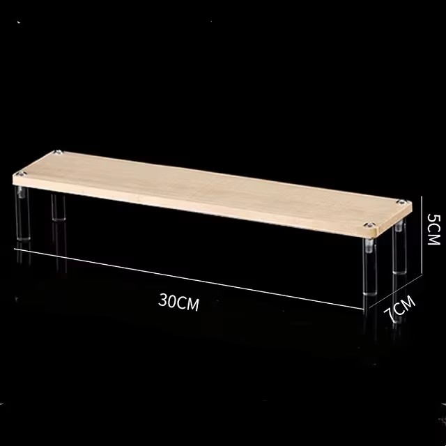 Acrylic Display Stand with Wooden Shelves Tiered Display Riser for Perfume, Cupcakes & Collectib